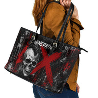 Generation X Mohawk Skull Leather Tote Bag Distressed Punk Rock Grunge