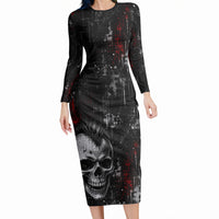 Generation X Mohawk Skull Long Sleeve Bodycon Dress Distressed Punk Rock Grunge