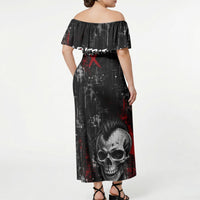 Generation X Mohawk Skull Off Shoulder Maxi Dress Distressed Punk Rock Grunge