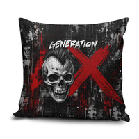 Generation X Mohawk Skull Pillow Cover Distressed Punk Rock Grunge