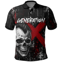 Generation X Mohawk Skull Polo Shirt Distressed Punk Rock Grunge