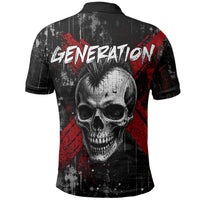 Generation X Mohawk Skull Polo Shirt Distressed Punk Rock Grunge