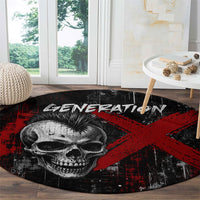 Generation X Mohawk Skull Round Carpet Distressed Punk Rock Grunge