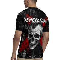 Generation X Mohawk Skull Rugby Jersey Distressed Punk Rock Grunge