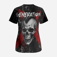 Generation X Mohawk Skull Scrub Top Distressed Punk Rock Grunge
