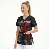 Generation X Mohawk Skull Scrub Top Distressed Punk Rock Grunge