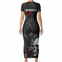 Generation X Mohawk Skull Short Sleeve Bodycon Dress Distressed Punk Rock Grunge