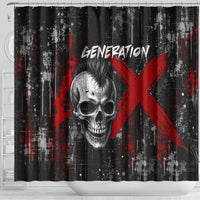 Generation X Mohawk Skull Shower Curtain Distressed Punk Rock Grunge