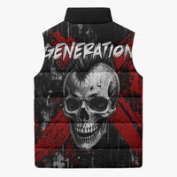 Generation X Mohawk Skull Sleeveless Puffer Jacket Distressed Punk Rock Grunge