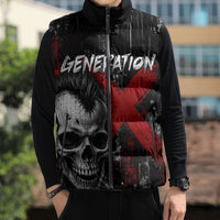 Generation X Mohawk Skull Sleeveless Puffer Jacket Distressed Punk Rock Grunge