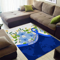 Diabetes Awareness Ribbon Area Rug Floral Blue Ribbon World Map