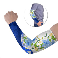 Diabetes Awareness Ribbon Arm Sleeves Floral Blue Ribbon World Map