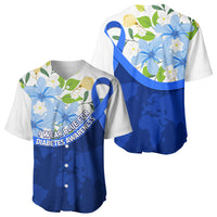 Diabetes Awareness Ribbon Baseball Jersey Floral Blue Ribbon World Map
