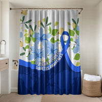 Diabetes Awareness Ribbon Bathroom Set Floral Blue Ribbon World Map