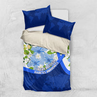 Diabetes Awareness Ribbon Bedding Set Floral Blue Ribbon World Map