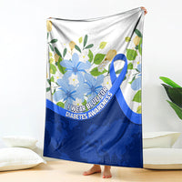 Diabetes Awareness Ribbon Blanket Floral Blue Ribbon World Map