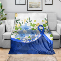 Diabetes Awareness Ribbon Blanket Floral Blue Ribbon World Map