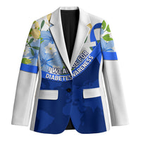 Diabetes Awareness Ribbon Blazer Floral Blue Ribbon World Map
