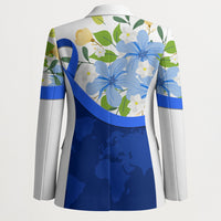 Diabetes Awareness Ribbon Blazer Floral Blue Ribbon World Map