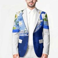 Diabetes Awareness Ribbon Blazer Floral Blue Ribbon World Map