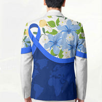 Diabetes Awareness Ribbon Blazer Floral Blue Ribbon World Map