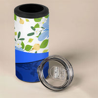 Diabetes Awareness Ribbon 4 in 1 Can Cooler Tumbler Floral Blue Ribbon World Map