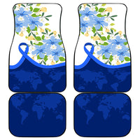 Diabetes Awareness Ribbon Car Mats Floral Blue Ribbon World Map