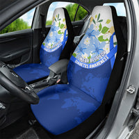 Diabetes Awareness Ribbon Car Seat Cover Floral Blue Ribbon World Map