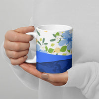 Diabetes Awareness Ribbon Ceramic Mug Floral Blue Ribbon World Map