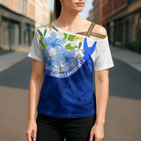 Diabetes Awareness Ribbon Cross Shoulder Shirt Floral Blue Ribbon World Map