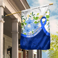 Diabetes Awareness Ribbon Garden Flag Floral Blue Ribbon World Map