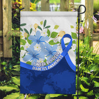 Diabetes Awareness Ribbon Garden Flag Floral Blue Ribbon World Map