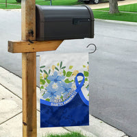 Diabetes Awareness Ribbon Garden Flag Floral Blue Ribbon World Map