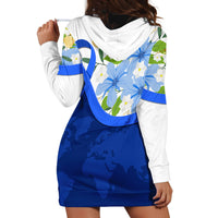 Diabetes Awareness Ribbon Hoodie Dress Floral Blue Ribbon World Map