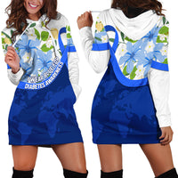 Diabetes Awareness Ribbon Hoodie Dress Floral Blue Ribbon World Map