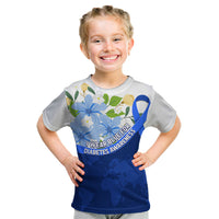 Diabetes Awareness Ribbon Kid T Shirt Floral Blue Ribbon World Map