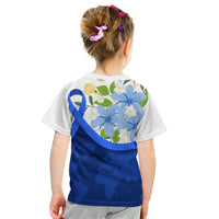 Diabetes Awareness Ribbon Kid T Shirt Floral Blue Ribbon World Map