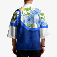 Diabetes Awareness Ribbon Kimono Floral Blue Ribbon World Map