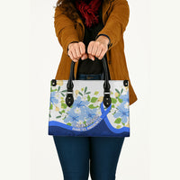 Diabetes Awareness Ribbon Leather Bag Floral Blue Ribbon World Map