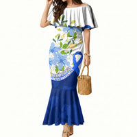 Diabetes Awareness Ribbon Mermaid Dress Floral Blue Ribbon World Map