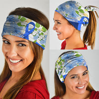 Diabetes Awareness Ribbon Neck Gaiter Floral Blue Ribbon World Map