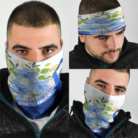 Diabetes Awareness Ribbon Neck Gaiter Floral Blue Ribbon World Map