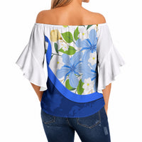 Diabetes Awareness Ribbon Off Shoulder Wrap Waist Top Floral Blue Ribbon World Map