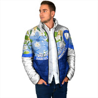Diabetes Awareness Ribbon Padded Jacket Floral Blue Ribbon World Map