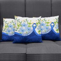 Diabetes Awareness Ribbon Pillow Cover Floral Blue Ribbon World Map