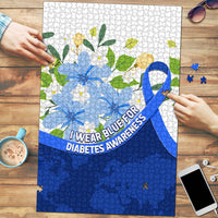 Diabetes Awareness Ribbon Puzzle Floral Blue Ribbon World Map