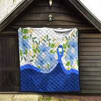Diabetes Awareness Ribbon Quilt Floral Blue Ribbon World Map