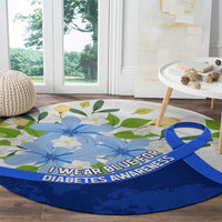 Diabetes Awareness Ribbon Round Carpet Floral Blue Ribbon World Map