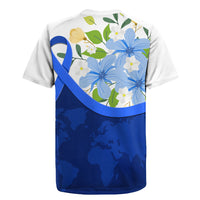 Diabetes Awareness Ribbon Rugby Jersey Floral Blue Ribbon World Map