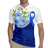 Diabetes Awareness Ribbon Rugby Jersey Floral Blue Ribbon World Map